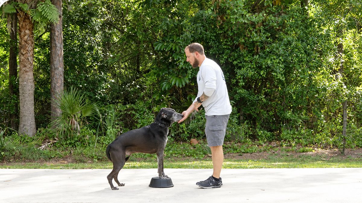 Scott working with a dog